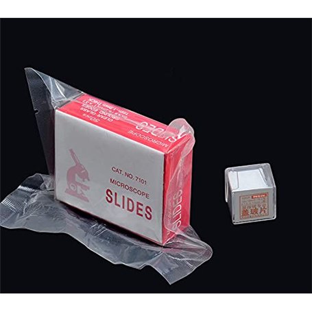 Lot de 50 lames de microscope et 100 protections en verre pour microscopes monoculaires