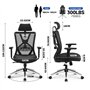 Ticova Chaise de Bureau Ergonomique-Fauteuil de Bureau à Haut Dossier avec Support Lombaire Réglable, Appui-Tête et Accoudoir 3D
