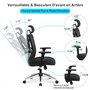 Ticova Chaise de Bureau Ergonomique-Fauteuil de Bureau à Haut Dossier avec Support Lombaire Réglable, Appui-Tête et Accoudoir 3D