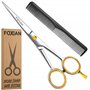 Foxian Ciseaux de coiffure professionnels pour barbiers et coiffeurs 6 pouces en acier inoxydable avec peigne pour hommes et fem
