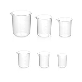 QWORK® 6 Pcs Bécher Gradué en Plastique Transparent 50ml 100ml 150ml 200ml 250ml 500ml pour Cuisine et Laboratoire
