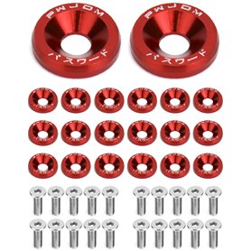 QWORK® 20 Paires M6 Rondelle Anodisé et Vis M6*20mm en Acier Inoxydable pour Pare-Chocs Garde-Boue de Voiture – Rouge