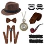 YADODO Costume Homme Année 20 Gatsby Homme Accessoire Kit 14PCS Accessoire Annee 20 Homme Fausse Moustache Homme