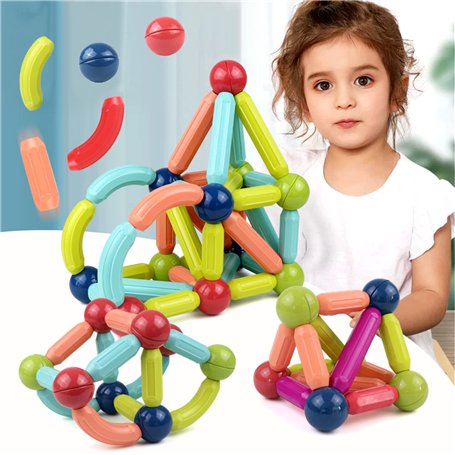 YADODO 120 Pièces Bloc Construction Magnetique Enfant Montessori 3ans 4ans 5ans 6ans 7ans Jeu de Construction Magnétique Montess