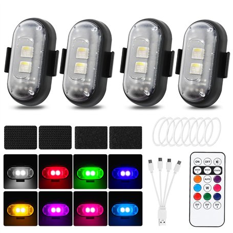 4 Pièces Lumières LED sans Fil pour Voiture