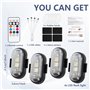 4 Pièces Lumières LED sans Fil pour Voiture, 8 Couleurs Lumiere Stroboscopique LED Voiture sans Fil avec Télécommande et Recharg