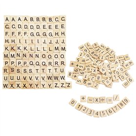EHDWXVZM 100 Morceaux De Copeaux De Bois De L'alphabet Anglais Et 100 Morceaux De Copeaux De Bois De Symboles Numériques