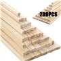 YAYODS Lot de 200 bâtons carrés en bois de balsa - Bandes de bois de tilleul naturel brut pour sculpture