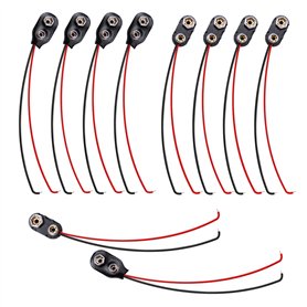 10 Pièces Connecteurs à Clip de Batterie 9 V Clip Support de Batterie avec Câble de Connexion de 15 cm pour Blocs 9V Pince à cli