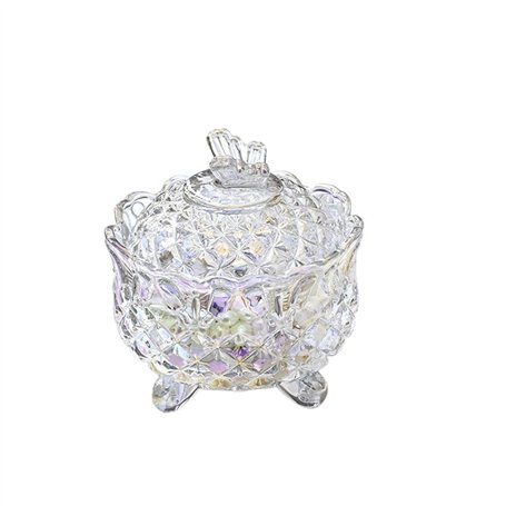 EJOTSTSD Sucrier en cristal avec couvercle papillon