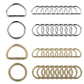 Roosea 40Pcs Anneau en D Anneaux en D Boucle en Métal Anneau Sac a Main Anneau Demi Rond 30mm et Mousqueton Rond Petits Anneaux