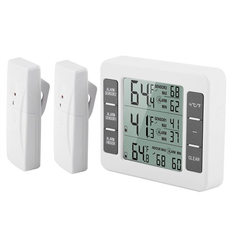 FTVOGUE Thermomètre de réfrigérateur Alarme acoustique numérique sans fil Thermomètre de réfrigérateur/congélateur