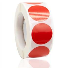 Lot de 500 autocollants ronds colorés à pois - 25 mm - Rouge - Cercles autocollants - Étiquettes à points adhésifs - Étiquettes