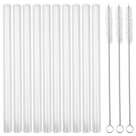 Lot de 10 Pailles en Verre - Longues et Courtes 15 cm - Lavables au Lave-Vaisselle