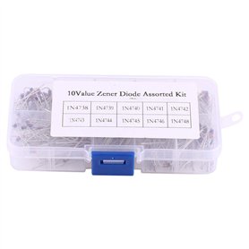 200pcs 1W Diode Zener 8.2V-22V avec Boîte de Rangement 10 Modèles 1N4738-1N4748
