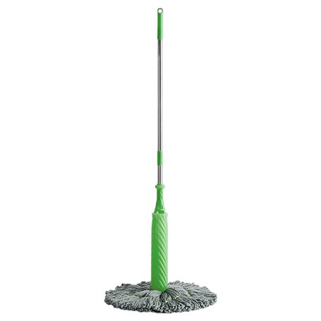 Balai Serpillère Twist Mop - Franges en Microfibre avec Système D'essorage Intégré - Tampon Récurant Anti-Rayures pour Taches Te