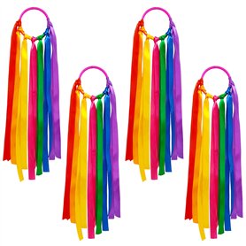 Niuhong 4 Pcs Jouet Ruban Arc-En-Ciel Rubans Danse Multicolores Bande Rythmique Gymnastique Rubans Colorés Tenus Main Bande d'Ex