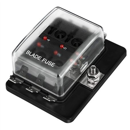 Jtron 6 DC 12~32 V Blade Lame Boîte À Fusibles Avec Kit De Voyant D'avertissement Pour Automobile Voiture Bateau Marine Trike