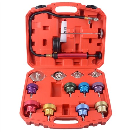 DAYUAN 14PCS Kit de Test de Pression Radiateur Système Testeur Liquide de Refroidissement Auto Outil de Suppression Rouge