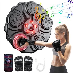 yorraka Machine de Boxe Musicale Adulte - 9 Vitesses Réglables et Comptage Beatpunch Boxe Mural Musique avec Gants de Boxe - Blu