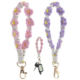 2 Pièces Porte-clés Bohème Fait à La Main Fait à La Main - Cordon De Poignet Bohème Porte - Clés Daisy Tressée Porte Clé Boho En
