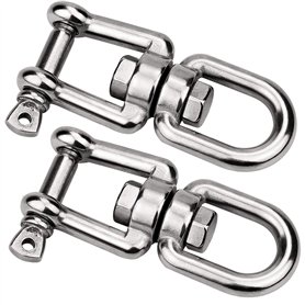TDDL 2Pcs M8 Manille Pivotante en Acier Inoxydable 304 de Qualité Marine Ancre Mâchoire Pivotante Double Émerillon Manilles Chaî