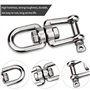 TDDL 2Pcs M8 Manille Pivotante en Acier Inoxydable 304 de Qualité Marine Ancre Mâchoire Pivotante Double Émerillon Manilles Chaî