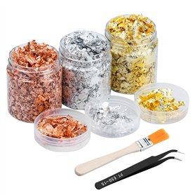 TDDL 3 Bouteilles de Flocons de Feuille d'or