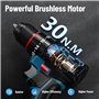 Perceuse Visseuse Sans Fil moteur sans balais, Visseuse Devisseuse Sans Fil 21V avec 2 Batteries 2.0Ah, Visseuse 20+3 Réglages d