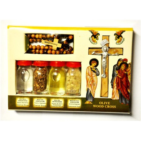 Jerusalem Kit de bénédiction bouteilles et croix de la Terre Sainte