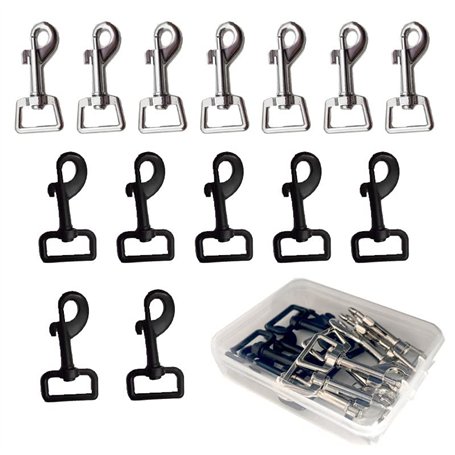 ZDYFC Mousqueton Pivotant 14 pièces Crochets avec Emerillon en Alliage de Zinc pivotant à 360 ° Mousqueton à boulon pour laisse