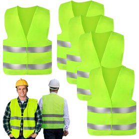 Xmart 5 Pièce Gilet Jaune Gilet Réfléchissant Pour Voiture Haute Visibilité à 360 ° Réutilisable de Sécurité Jaune Lavable Pour