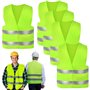 Xmart 5 Pièce Gilet Jaune Gilet Réfléchissant Pour Voiture Haute Visibilité à 360 ° Réutilisable de Sécurité Jaune Lavable Pour