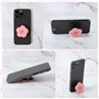 Anneau de support en silicone pour téléphone portable, motif marguerite rose 2D, pliable et extensible pour smartphones, tablett