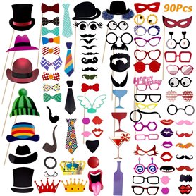 90pcs Colorés Accessoires Photobooth Masquerade Accessoires