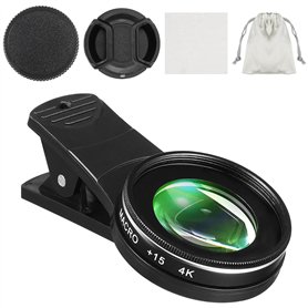 Hemobllo Objectif Macro pour Appareil Photo de téléphone Portable 15X 4K – Objectif Universel pour téléphone Portable