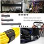 Attache cable,kitteny Lot de 20-Noir-avec crochet et boucle attache-câble en réutilisables sangles 3 tailles 20 pcs - noir
