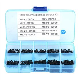 KSTE 1000pcs Vis CROISETTE tête autotaraudeuse boulons Assortiment Kit M1 M1.2 M1.4 M1.7