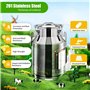Bidon à lait en acier inoxydable de 30 l - Pot à lait robuste - Seau à vin - Seau à vin - Conteneur de stockage avec couvercle h