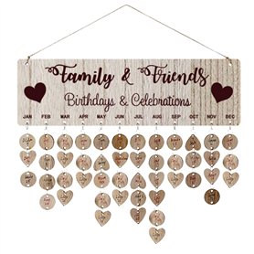 NUOBESTY famille et amis rappel anniversaire calendrier bricolage Tenture murale calendrier en bois plaque pour cadeau d'anniver