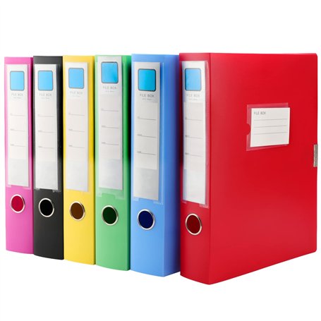 PINGEUI Lot de 6 boîtes de rangement A4 en plastique de grande capacité avec couvercle pour le bureau