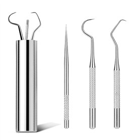 ABMRO Kit de Cure-dents Portable en Acier Inoxydable - 3 Cure-dents Réutilisables Étanches