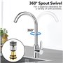 Robinet Cuisine Mitigeur Cuisine robinetterie Evier Argenté Col de Cygne Mitigeur Monocommande Acier Inoxydable Froid Chaud Disp