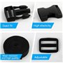 25mm x 5m Courroie en Nylon Noir de Sangle,Nylon Sangle Lourde en Noir avec 10PCS Boucles Fermeture à Clip en Plastique et 10 Pi