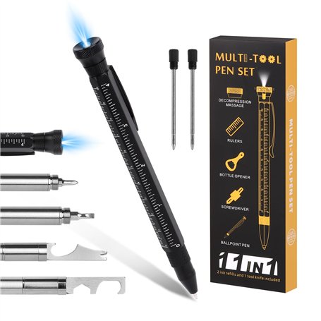 LDERFIV Stylo Multifonction 12 en 1 - Cadeau Homme pour Fête des Pères