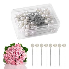 Lot de 200 épingles à perles artificielles - Tête droite - Blanches - Pour mariage - Avec tête perlée - Grandes épingles rondes