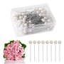 Lot de 200 épingles à perles artificielles - Tête droite - Blanches - Pour mariage - Avec tête perlée - Grandes épingles rondes