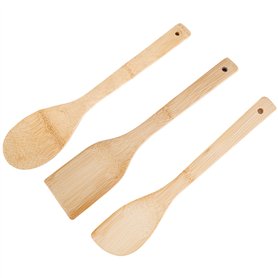 WOLMIK Lot de 3 cuillères en bois de bambou – Ustensiles de cuisine