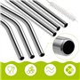 WOLMIK Lot de 8 pailles réutilisables en acier inoxydable de 300 mm pour cocktails, milkshakes, boissons froides et chaudes – 4 