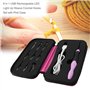 HEEPDD Ensemble d’Aiguilles à Tricoter, Kit de Crochets à Tricoter à Tisser Rechargeables par USB de 2,5 à 6,5 mm USB avec étui 